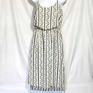 Mimi Chica Spaghetti Strap White Slouch Dress Black Floral Design Size Small